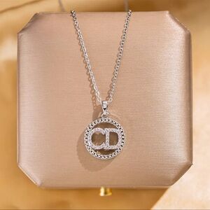 Silver Plated Designer CD Pendant Chain Necklace